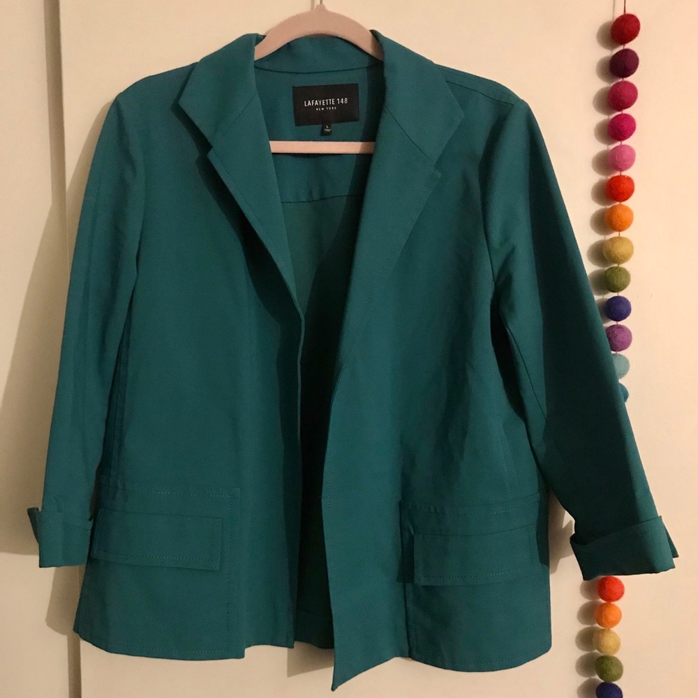 Lafayette 148 New York teal blazer